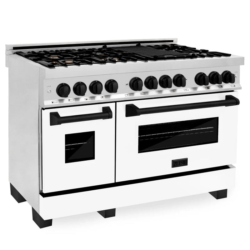 ZLINE 48" Autograph Edition, Dual Fuel Range, White Door, RAZ-WM-48-MB by Farmhouse Kitchen and Bath