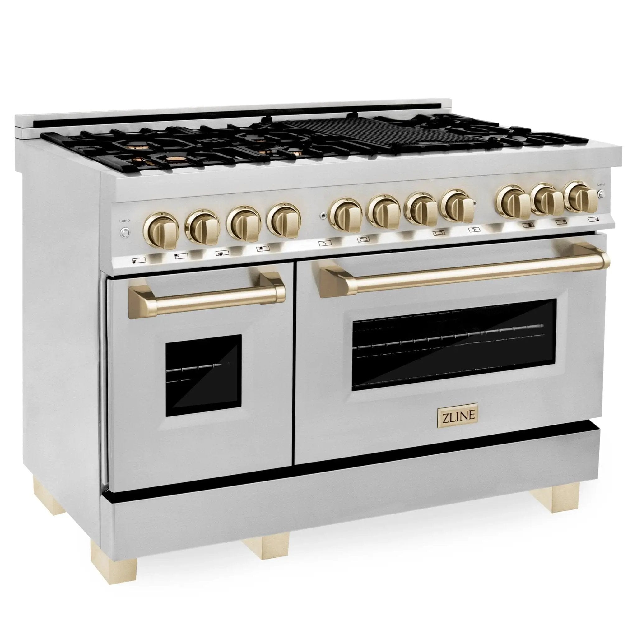 ZLINE 48" Autograph Edition, Dual Fuel Stainless Steel Range, RAZ-48-G by Farmhouse Kitchen and Bath
