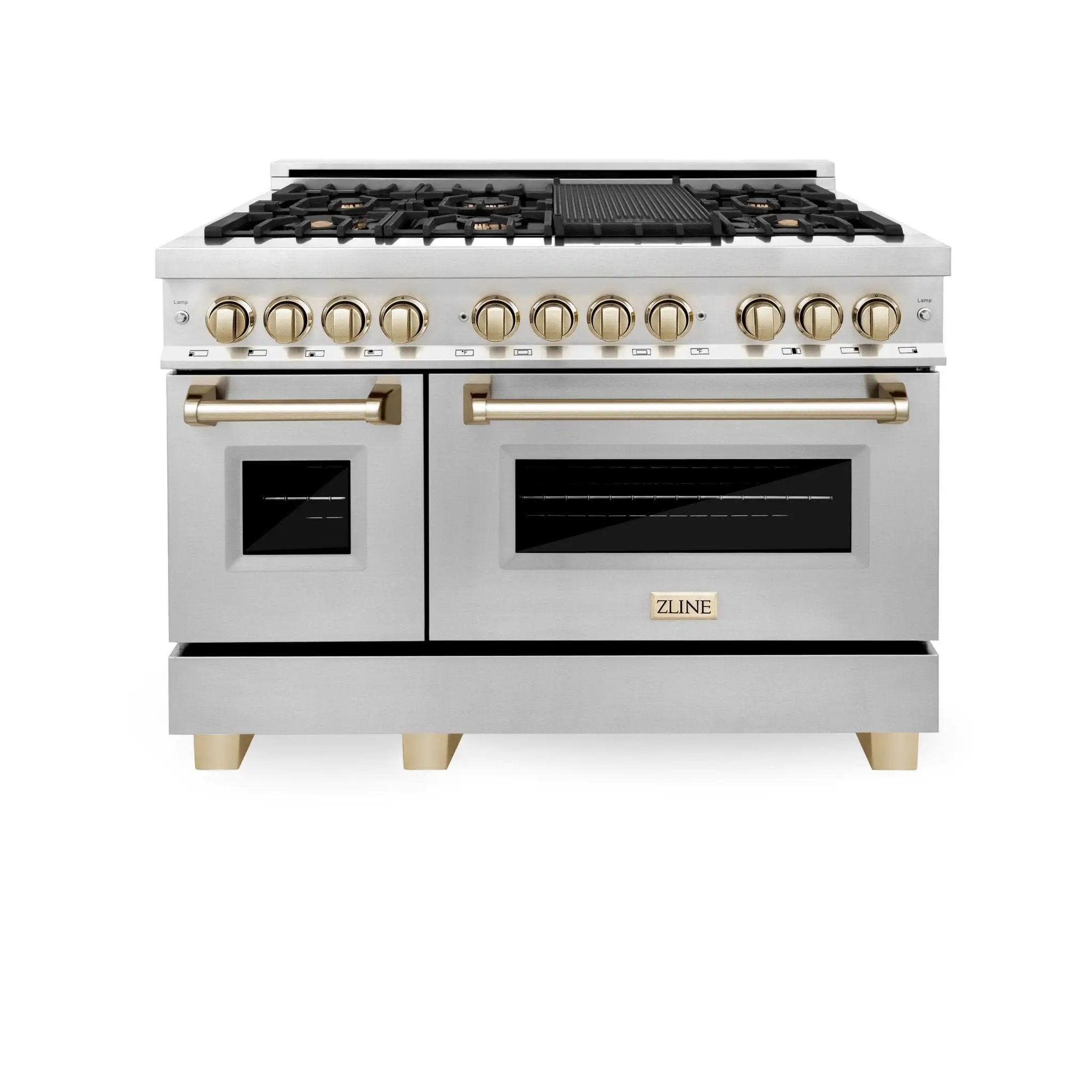 ZLINE 48" Autograph Edition, Dual Fuel Stainless Steel Range, RAZ-48-G by Farmhouse Kitchen and Bath
