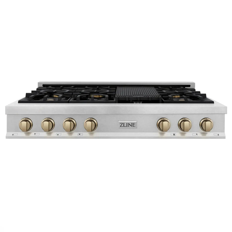 ZLINE 48" Autograph Edition, Rangetop, DuraSnow, RTSZ-48-CB by Farmhouse Kitchen and Bath
