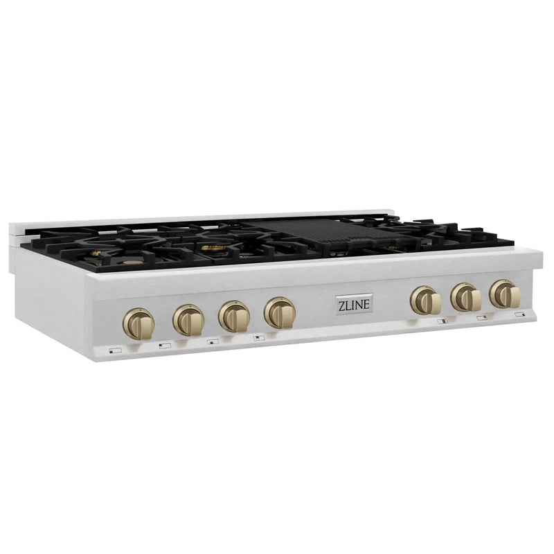 ZLINE 48" Autograph Edition, Rangetop, DuraSnow, RTSZ-48-CB by Farmhouse Kitchen and Bath