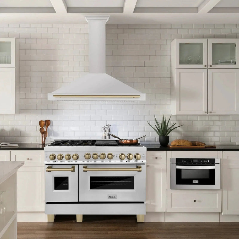 ZLINE 48" Autograph Edition Stainless Steel Range Hood with Stainless Steel Shell and Champagne Bronze Accents KB4STZ-48-CB by Farmhouse Kitchen and Bath