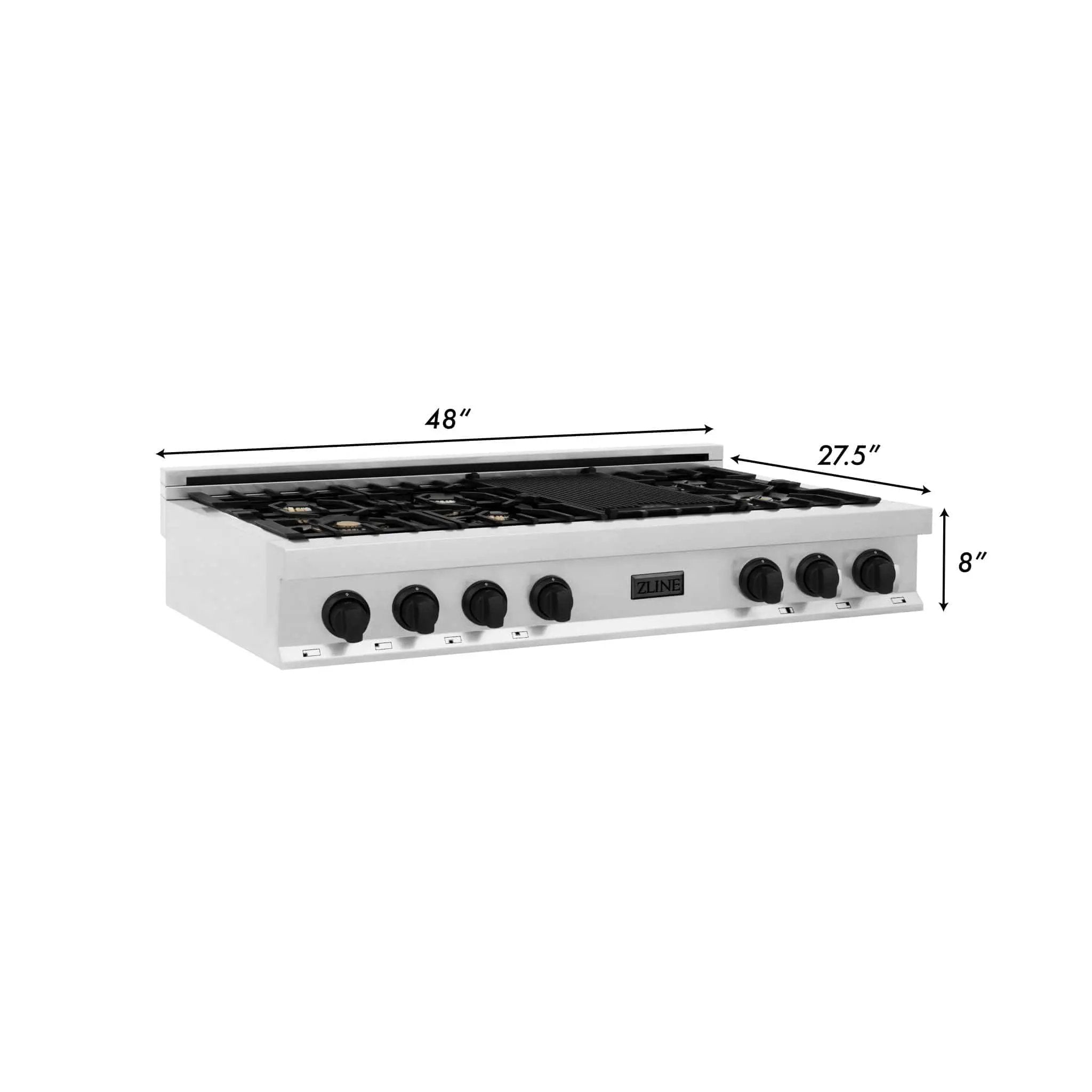 ZLINE 48" Autograph Porcelain Rangetop, Stainless, Gold, RTZ-48-MB by Farmhouse Kitchen and Bath