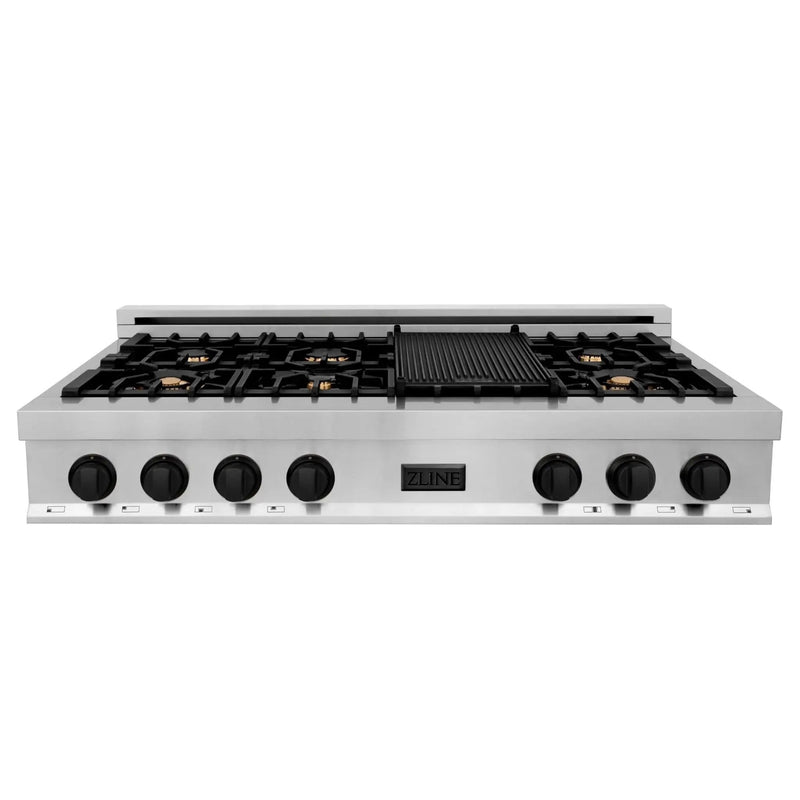 ZLINE 48" Autograph Porcelain Rangetop, Stainless, Gold, RTZ-48-MB by Farmhouse Kitchen and Bath