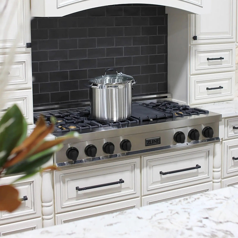 ZLINE 48" Autograph Porcelain Rangetop, Stainless, Gold, RTZ-48-MB by Farmhouse Kitchen and Bath