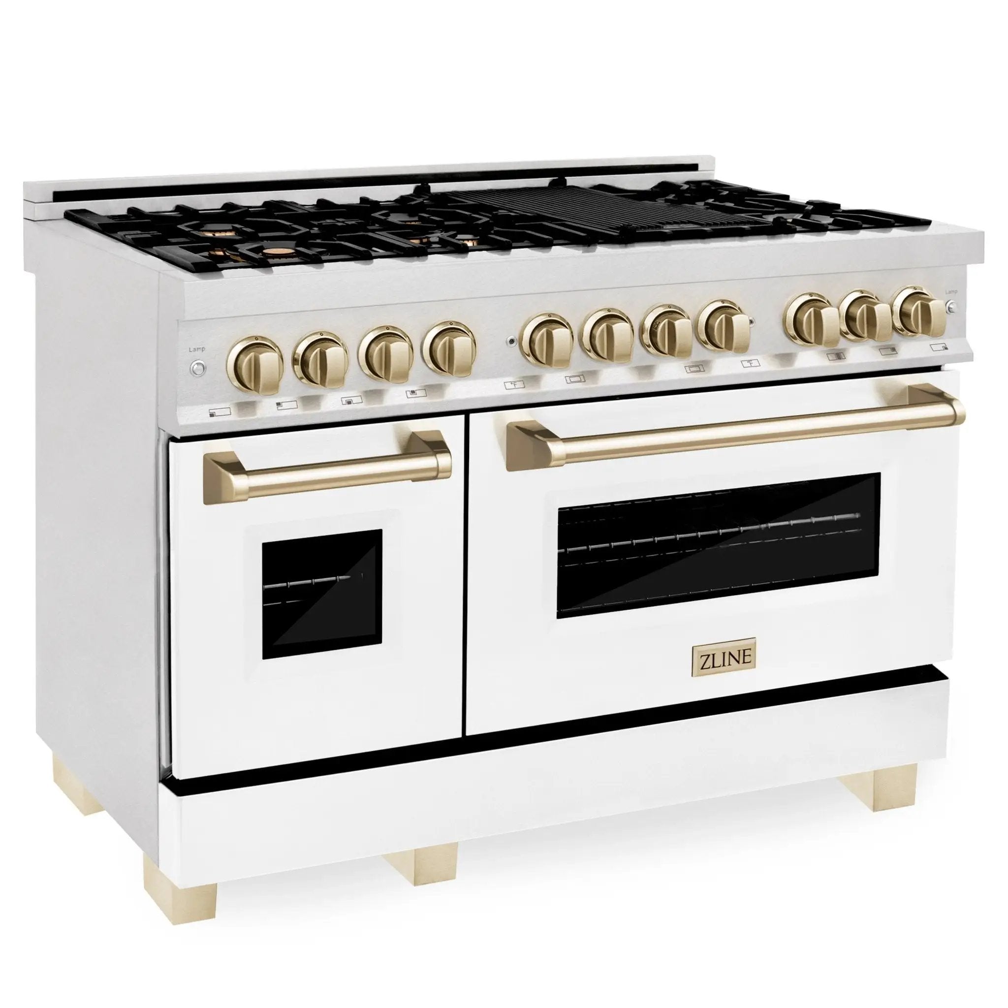 ZLINE 48" Autograph, Range Dual Fuel, DuraSnow, White Door, RASZ-WM-48-G by Farmhouse Kitchen and Bath