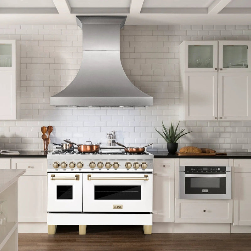 ZLINE 48" Autograph, Range, Dual Fuel, White Matte Door RAZ-WM-48-G by Farmhouse Kitchen and Bath