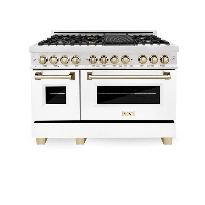 ZLINE 48" Autograph, Range, Dual Fuel, White Matte Door RAZ-WM-48-G by Farmhouse Kitchen and Bath