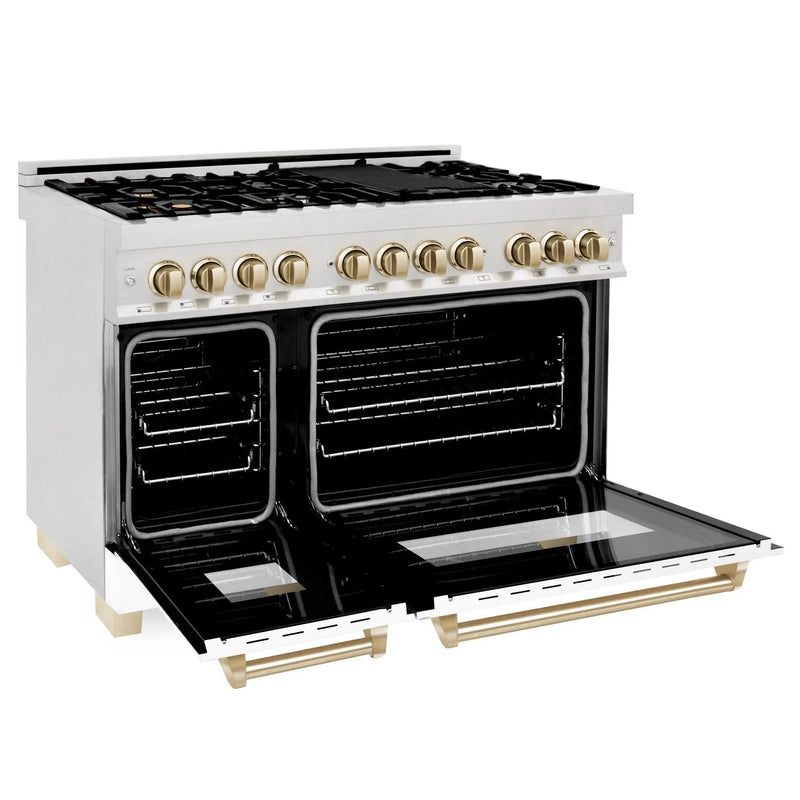ZLINE 48" Autograph, Range, Dual Fuel, White Matte Door RAZ-WM-48-G by Farmhouse Kitchen and Bath