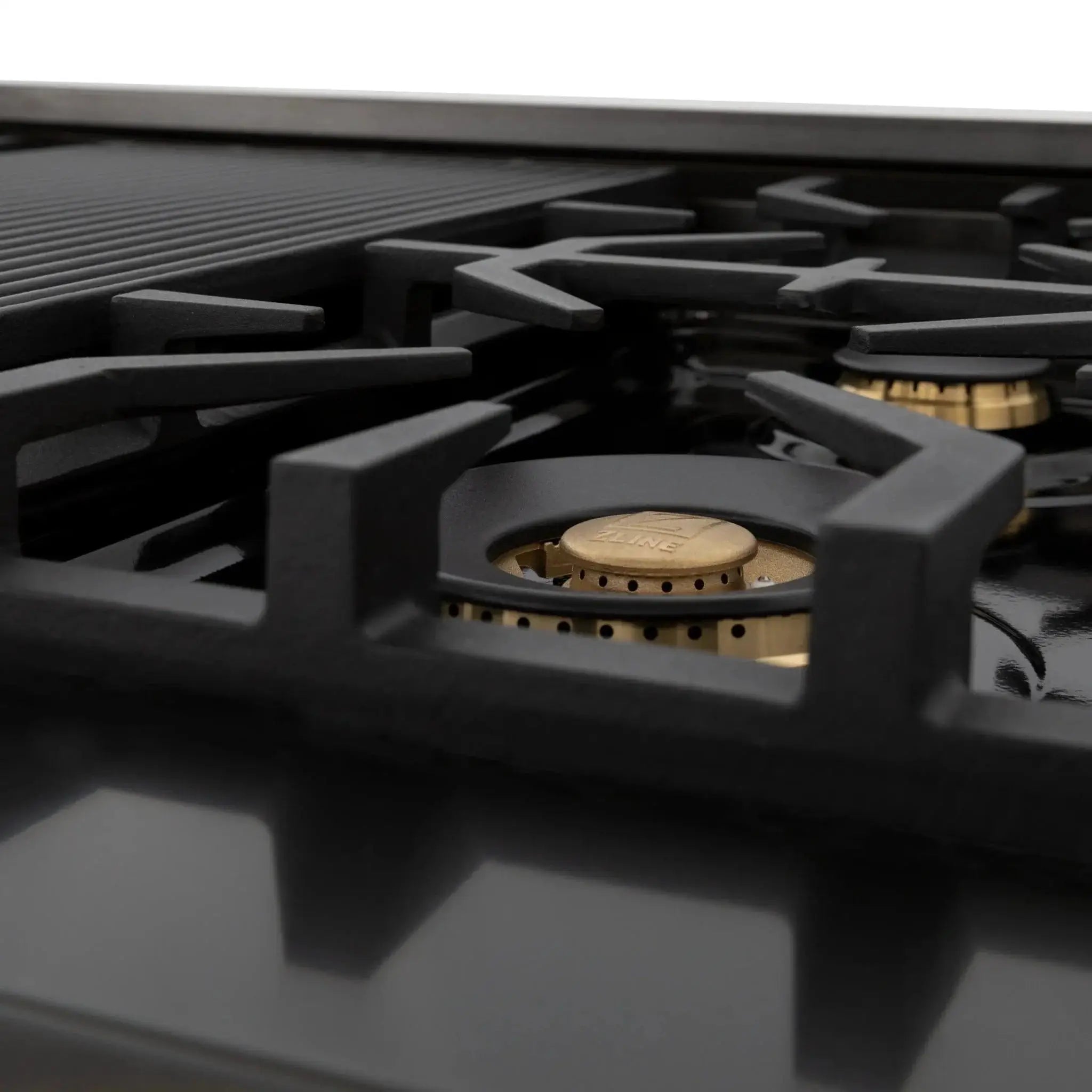 ZLINE 48" Autograph Rangetop, Black Stainless, Champagne Bronze Accents, RTBZ-48-CB by Farmhouse Kitchen and Bath