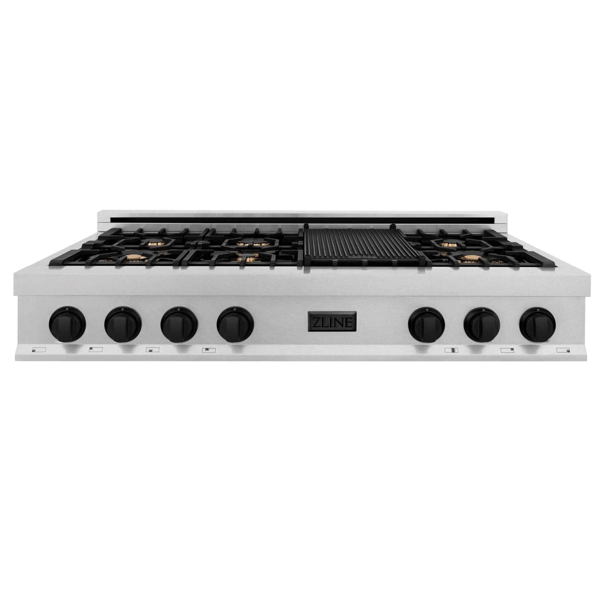 ZLINE 48" Autograph Rangetop, DuraSnow, Gold Accents RTSZ-48-MB by Farmhouse Kitchen and Bath