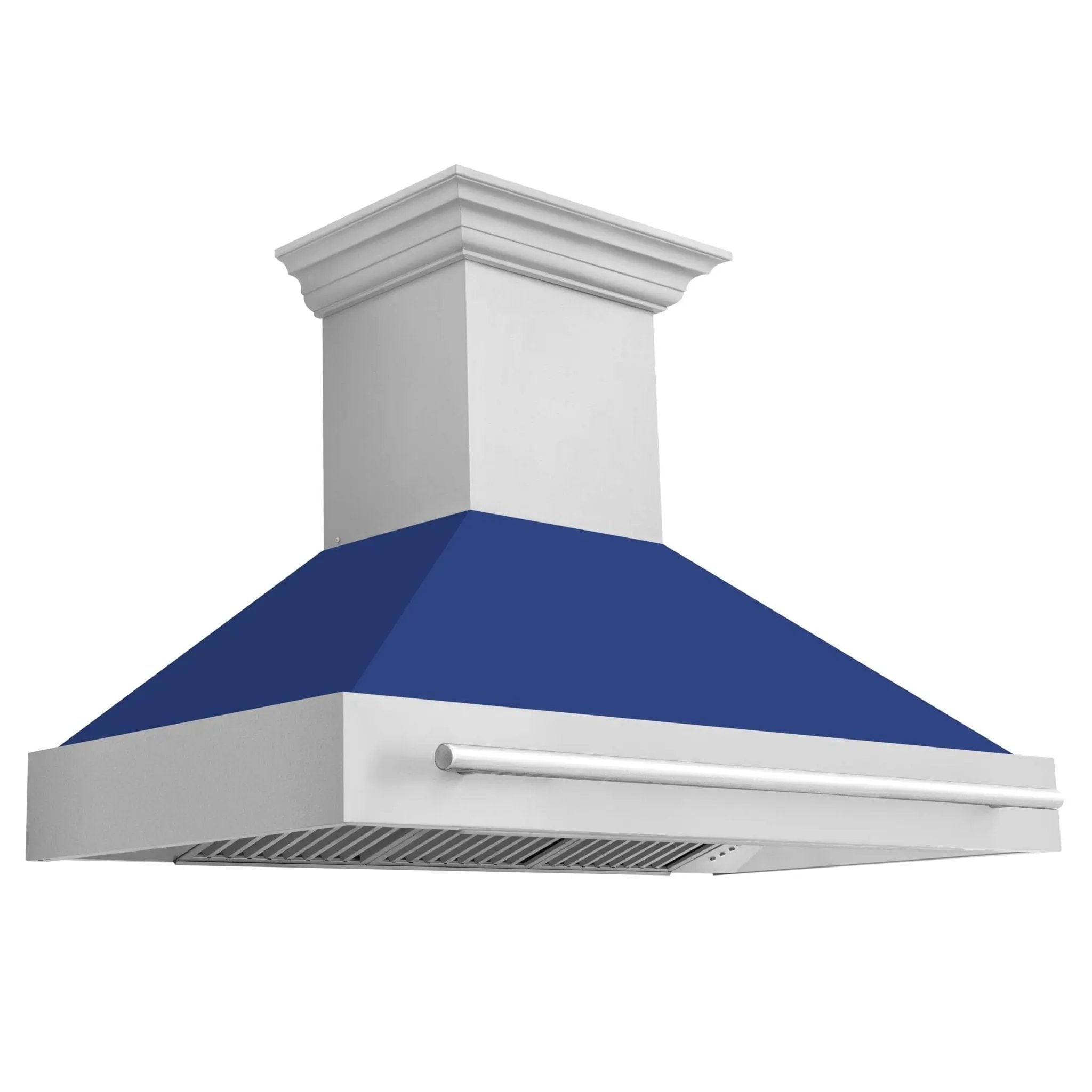 ZLINE 48" Autograph Stainless Blue Matte Wall Range Hood, 8654STX-BM-48 by Farmhouse Kitchen and Bath