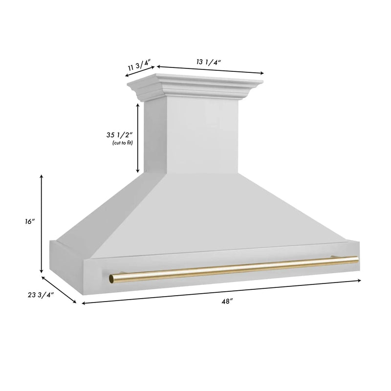 ZLINE 48" Autograph Stainless Wall Range Hood, 8654STZ-48-G by Farmhouse Kitchen and Bath