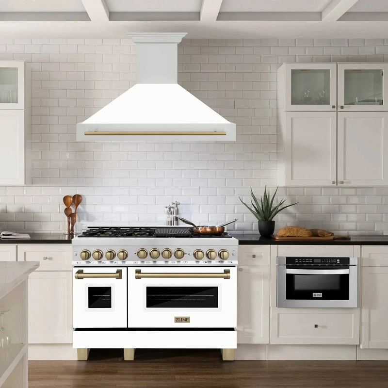 ZLINE 48" Autograph Stainless Wall Range Hood, 8654STZ-WM48-CB by Farmhouse Kitchen and Bath