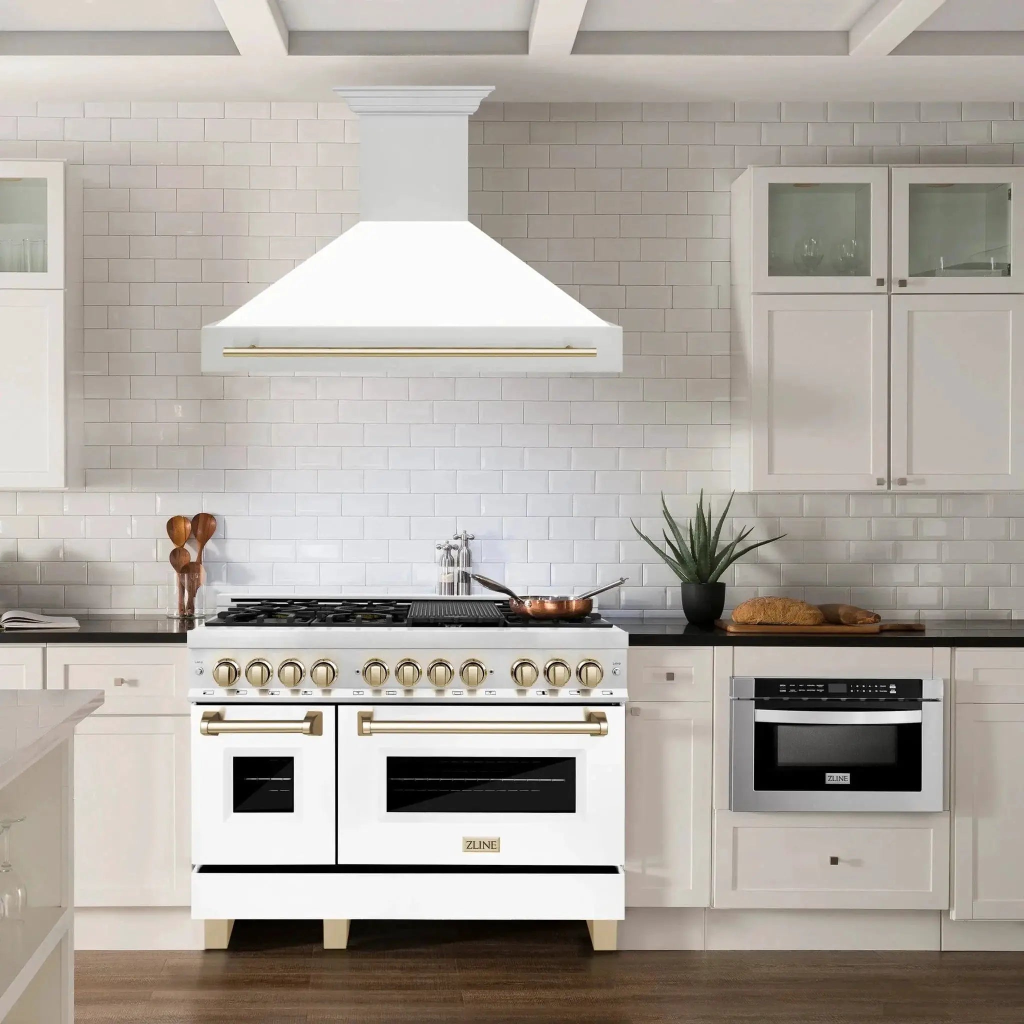 ZLINE 48" Autograph Stainless Wall Range Hood, 8654STZ-WM48-G by Farmhouse Kitchen and Bath