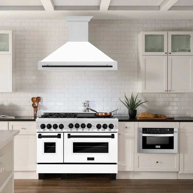 ZLINE 48" Autograph Stainless Wall Range Hood, 8654STZ-WM48-MB by Farmhouse Kitchen and Bath