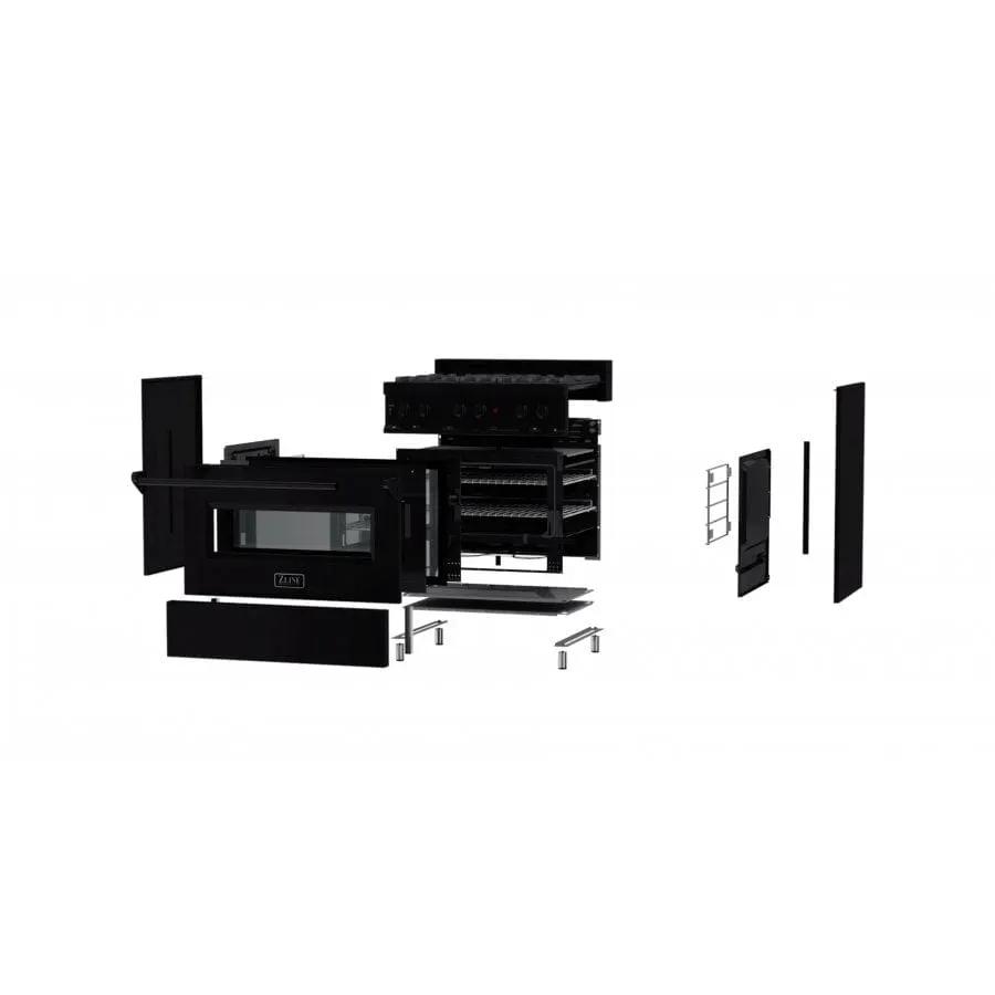 ZLINE 48" Black Stainless, Gas Burner, Electric Oven Range, RAB-48 by Farmhouse Kitchen and Bath