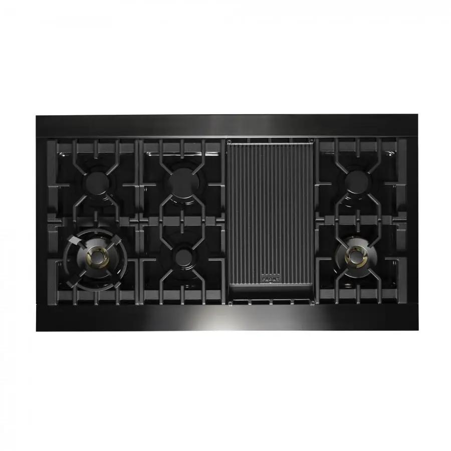 ZLINE 48" Black Stainless, Gas Burner, Electric Oven Range, RAB-48 by Farmhouse Kitchen and Bath