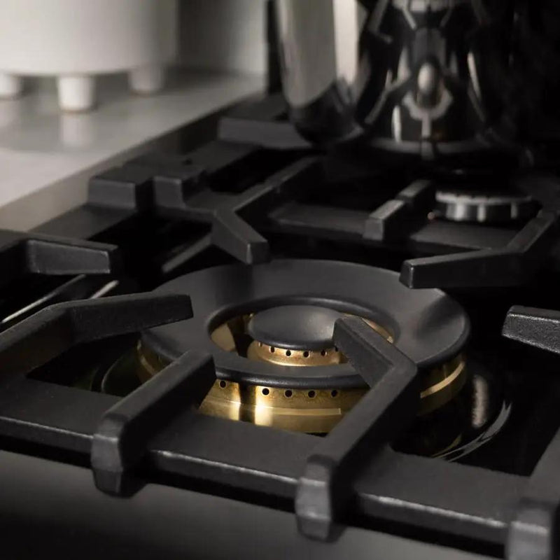 ZLINE 48" Black Stainless, Gas Burner, Electric Oven Range, RAB-48 by Farmhouse Kitchen and Bath