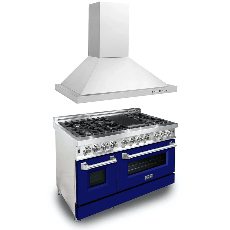 ZLINE 48" Bundle Range RA-BM-48 & Wall Range Hood KB-48, 2KP-RABMRH48 by Farmhouse Kitchen and Bath