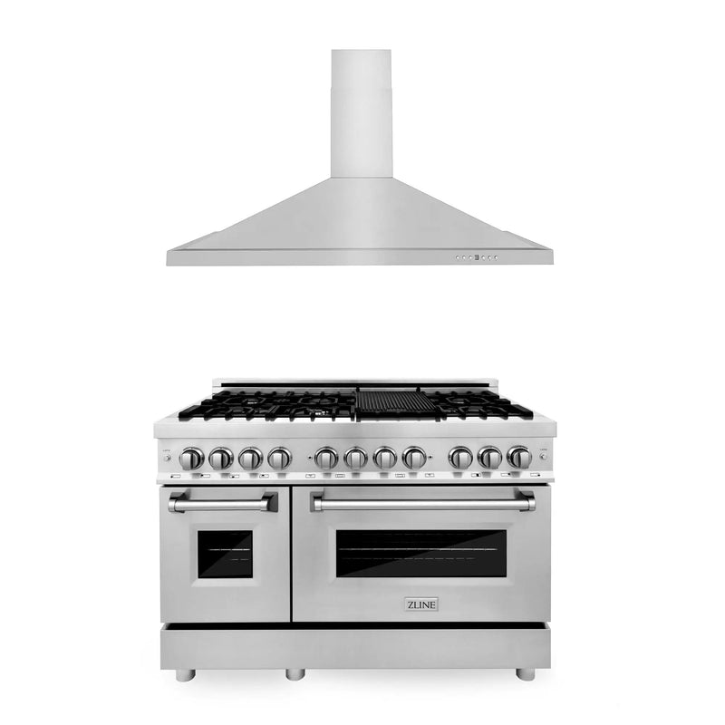 ZLINE 48" Bundle, Range RA48 & Wall Range Hood KB-48, 2KP-RARH48 by Farmhouse Kitchen and Bath