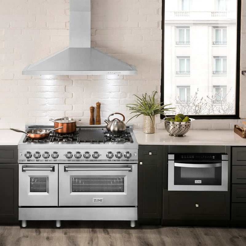 ZLINE 48" Bundle, Range RA48 & Wall Range Hood KB-48, 2KP-RARH48 by Farmhouse Kitchen and Bath