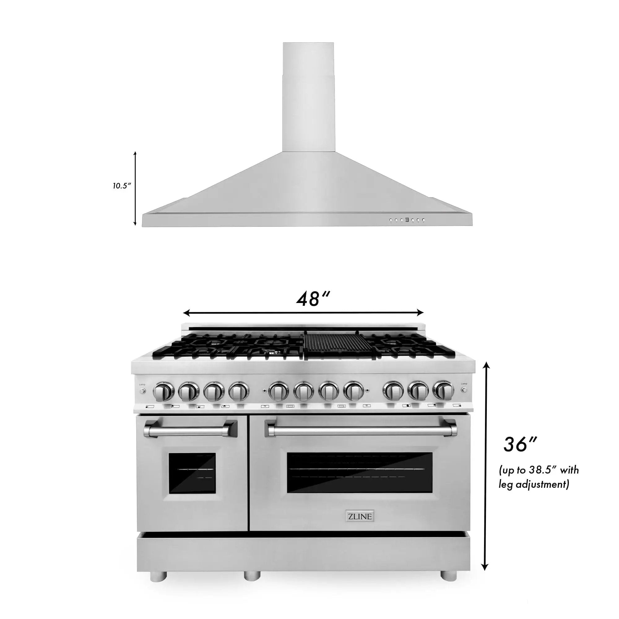 ZLINE 48" Bundle, Range RA48 & Wall Range Hood KB-48, 2KP-RAWMRH48 by Farmhouse Kitchen and Bath