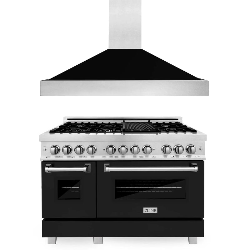 ZLINE 48" Bundle Range RAS-BLM-48 & Range Hood 8654BLM-48, 2KP-RASBLMRH48 by Farmhouse Kitchen and Bath