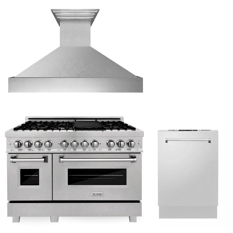 ZLINE 48" Bundled Stainless DualRange RangeHood Dishwasher 3KP-RASRH48-DW by Farmhouse Kitchen and Bath