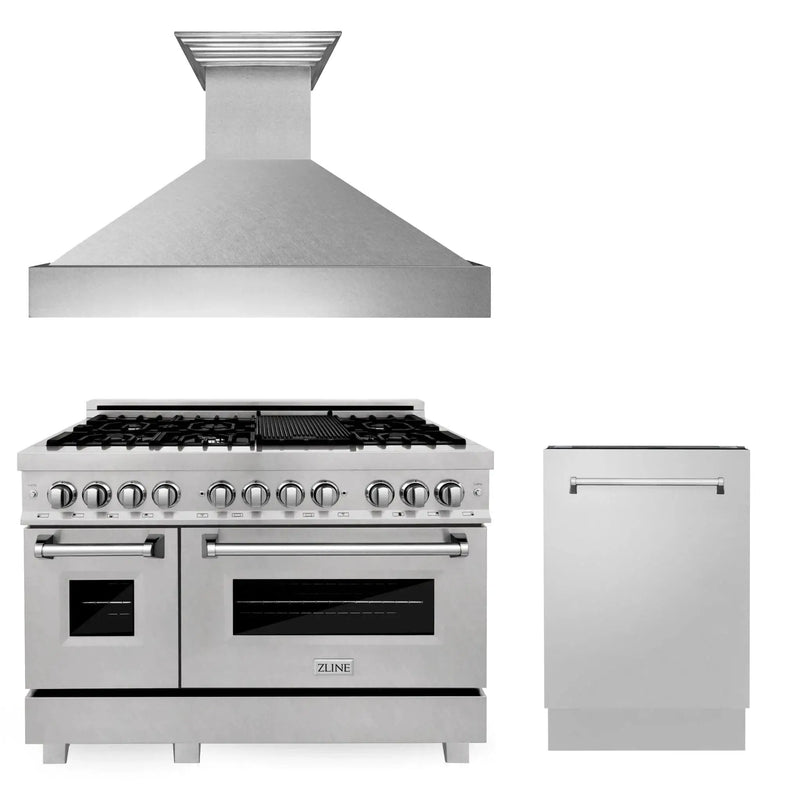 ZLINE 48" Bundled Stainless DualRange RangeHood Dishwasher 3KP-RASRH48-DWV by Farmhouse Kitchen and Bath
