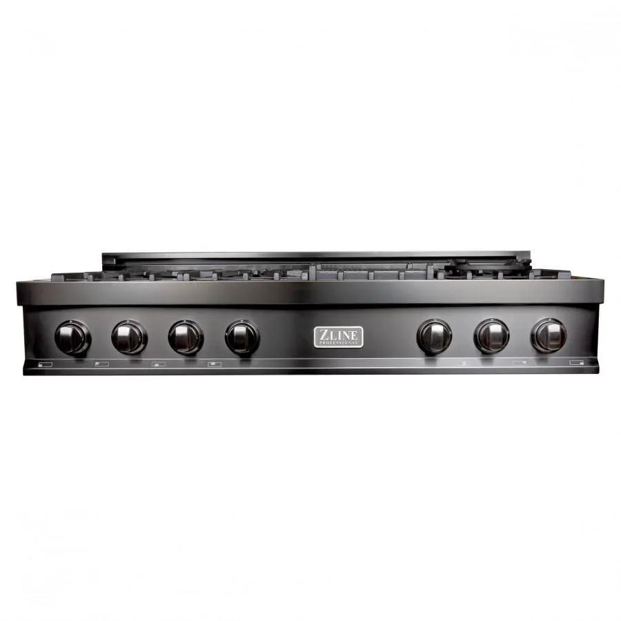 ZLINE 48" Ceramic Rangetop in Black Stainless with 7 Gas Burners, RTB-48 by Farmhouse Kitchen and Bath
