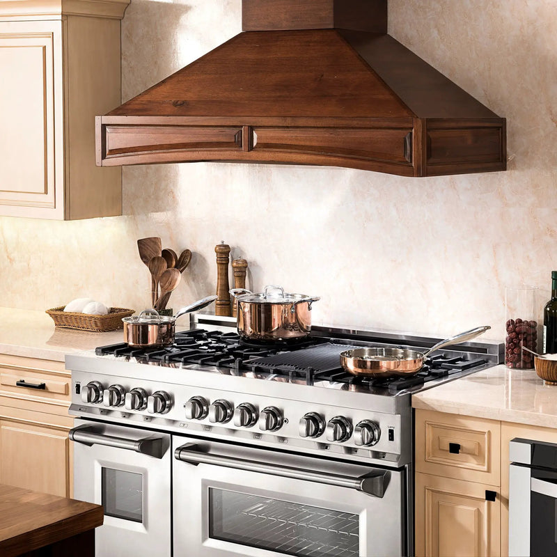 ZLINE 48" Dual Fuel Range, DuraSnow Stainless, Brass Burners, RAS-SN-BR-48 by Farmhouse Kitchen and Bath