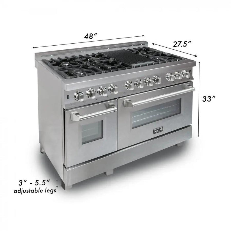 ZLINE 48" Dual Fuel Range Snow Stainless, White Matte Door, RAS-WM-48 by Farmhouse Kitchen and Bath
