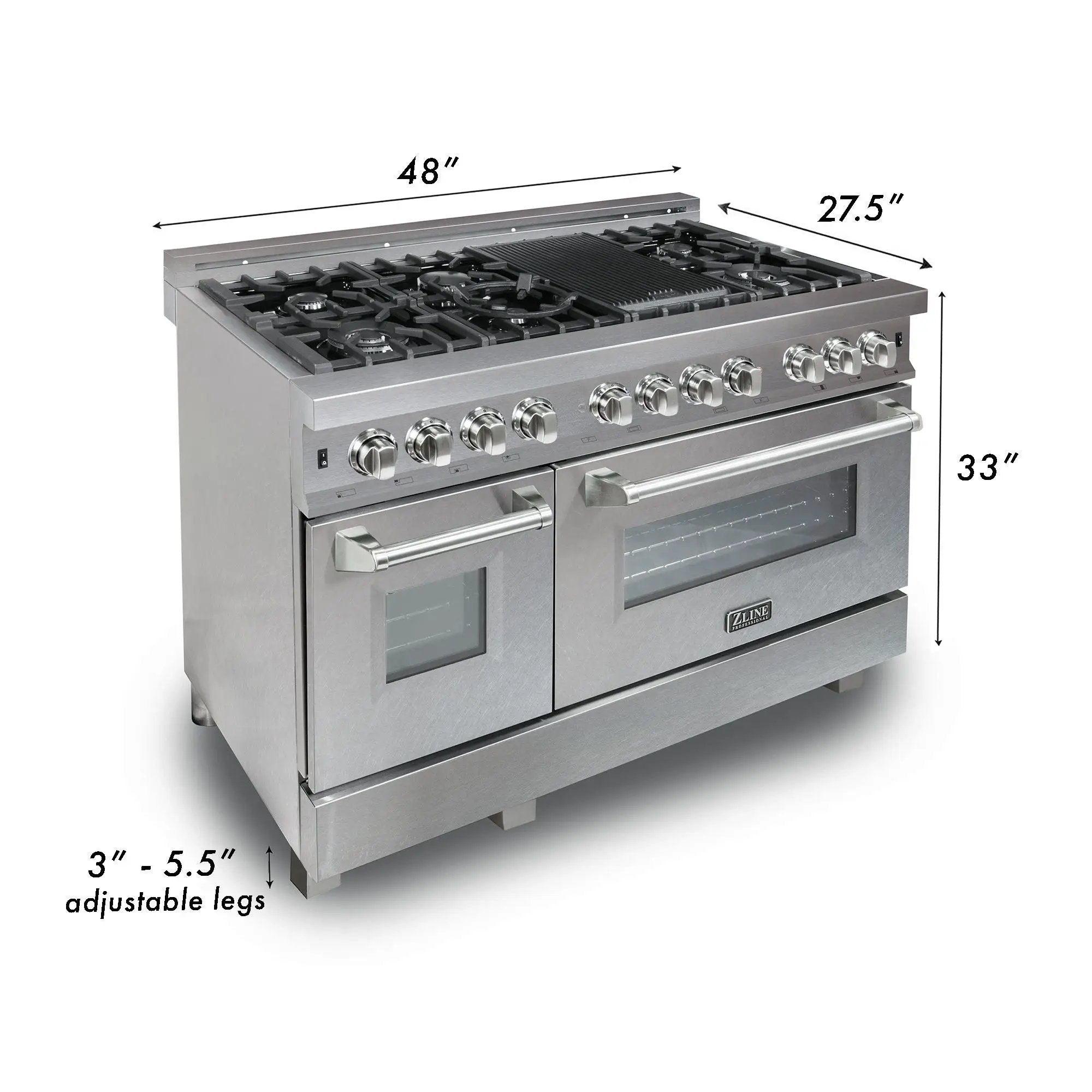 ZLINE 48" Dual Fuel Snow Stainless Range, Snow Stainless Door, RAS-SN-48 by Farmhouse Kitchen and Bath
