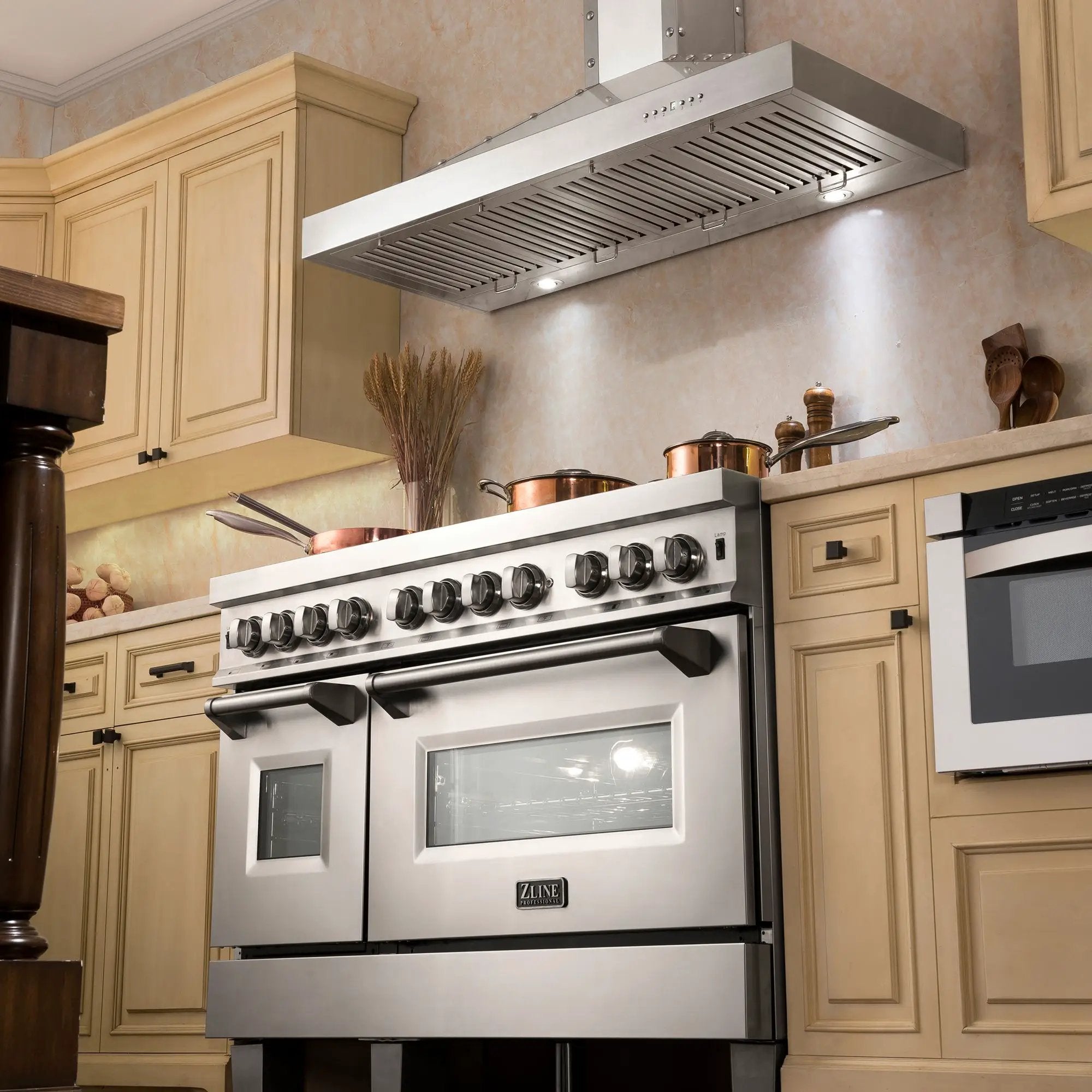 ZLINE 48" Dual Fuel Snow Stainless Range, Snow Stainless Door, RAS-SN-48 by Farmhouse Kitchen and Bath