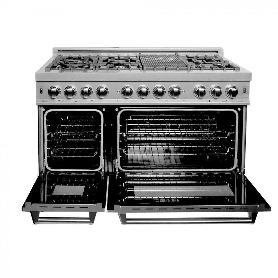 ZLINE 48" Dual Fuel Snow Stainless Range, Snow Stainless Door, RAS-SN-48 by Farmhouse Kitchen and Bath