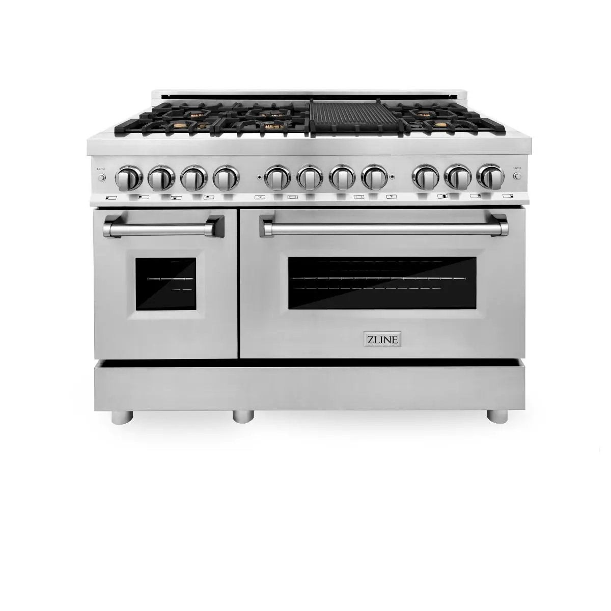 ZLINE 48" Gas Burner/Electric Oven Range Stainless, Brass Burners, RA-BR-48 by Farmhouse Kitchen and Bath