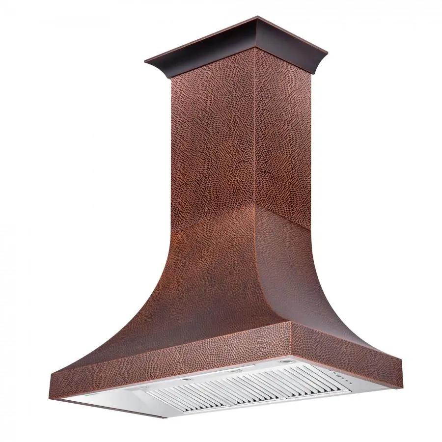 ZLINE 48" Hand-Hammered Copper Finish Wall Range Hood, 8632H-48 by Farmhouse Kitchen and Bath