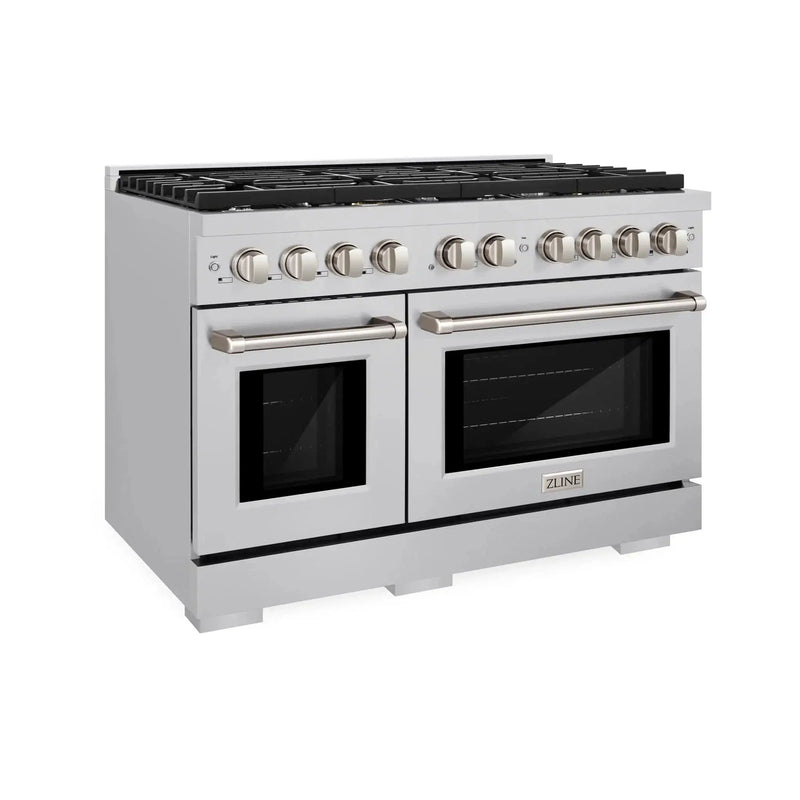 ZLINE 48 in. 8 Burner Double Oven Gas Range, Stainless Steel, SGR48 by Farmhouse Kitchen and Bath
