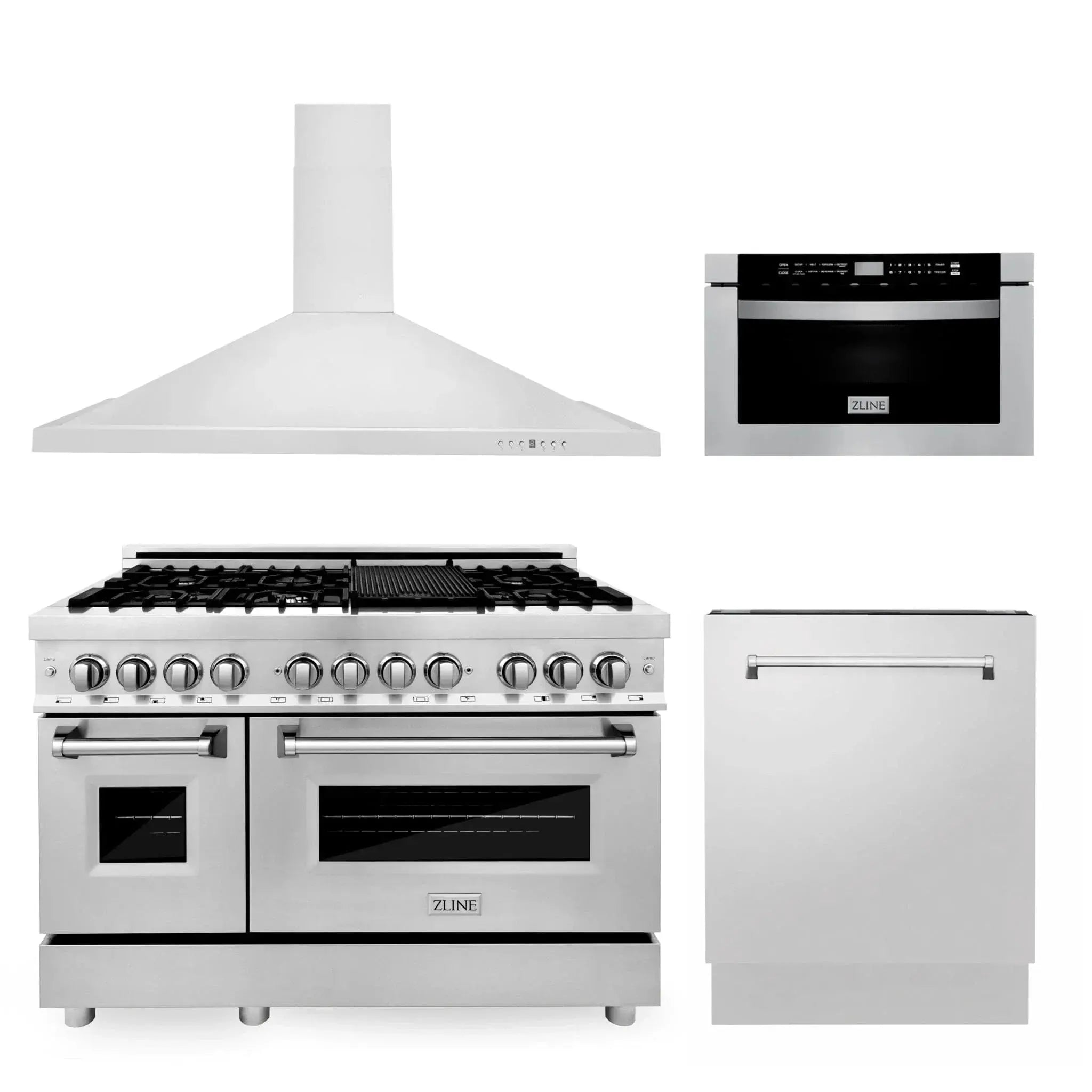 ZLINE 48 " Package Range RA48, Range Hood KB, Microwave MWD-1 , Dishwasher DWV-24, 4KP-RARH48-MWDWV by Farmhouse Kitchen and Bath