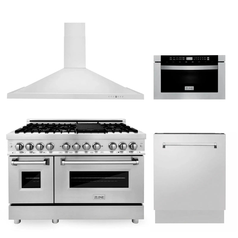 ZLINE 48 " Package Range RA48, Range Hood KB, Microwave MWD-1 , Dishwasher DWV-24, 4KP-RARH48-MWDWV by Farmhouse Kitchen and Bath