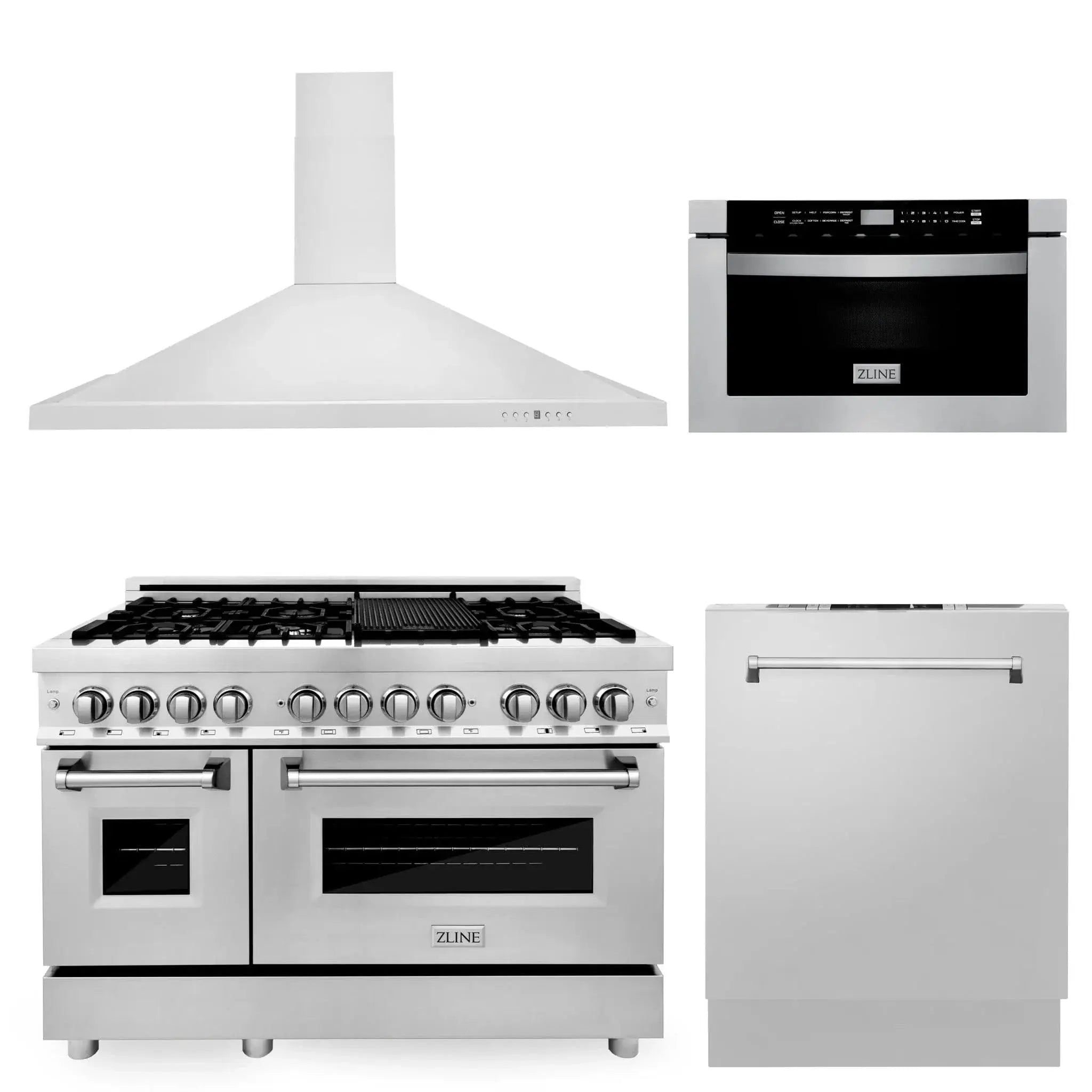 ZLINE 48 " Package Range, Range Hood, Microwave, Dishwasher, 4KP-RARH48-MWDW by Farmhouse Kitchen and Bath