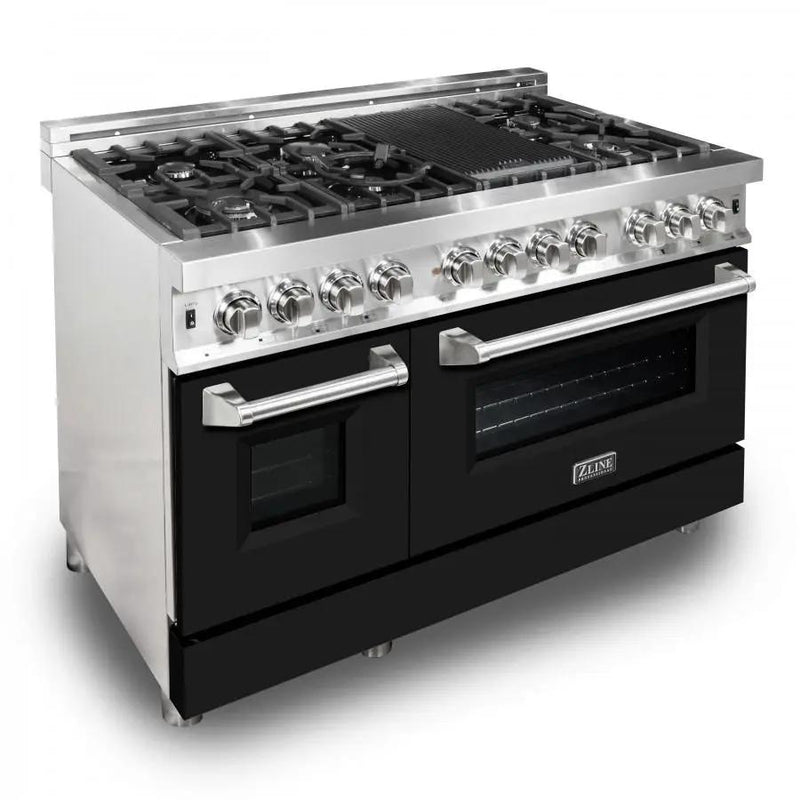 ZLINE 48" Professional Dual Fuel Range with Black Matte Door, RA-BLM-48 by Farmhouse Kitchen and Bath