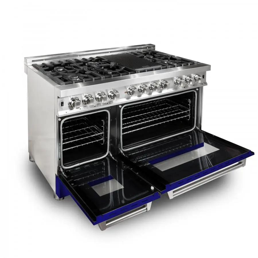 ZLINE 48" Professional Dual Fuel Range with Blue Matte Door, RA-BM-48 by Farmhouse Kitchen and Bath