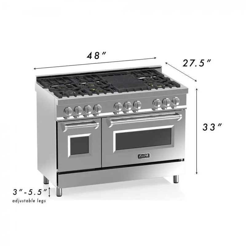 ZLINE 48" Professional Dual Fuel Range with Snow Finish Door, RA-SN-48 by Farmhouse Kitchen and Bath