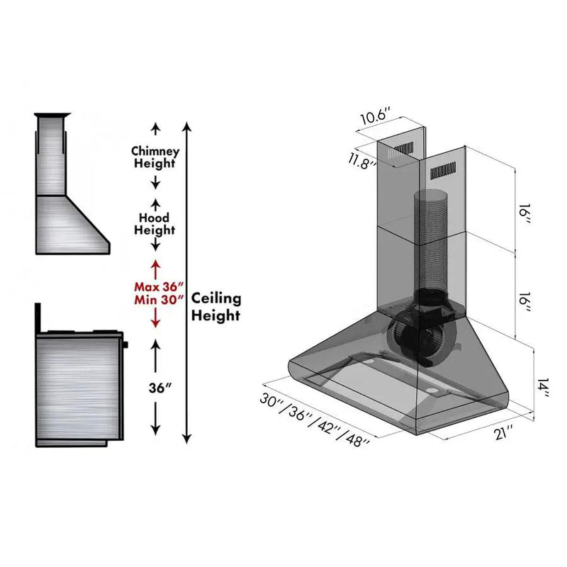 ZLINE 48" Professional Wall Range Hood, Stainless Steel, 587CRN-48 by Farmhouse Kitchen and Bath