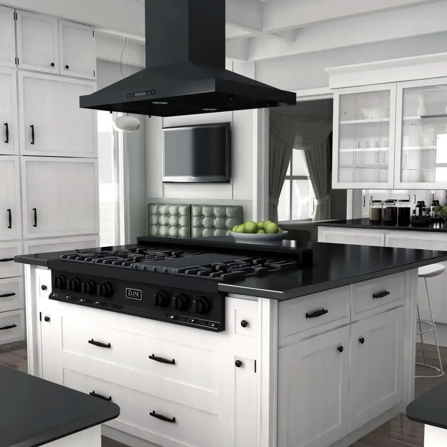 ZLINE 48" Rangetop, Black Stainless, Brass Burners, RTB-BR-48 by Farmhouse Kitchen and Bath