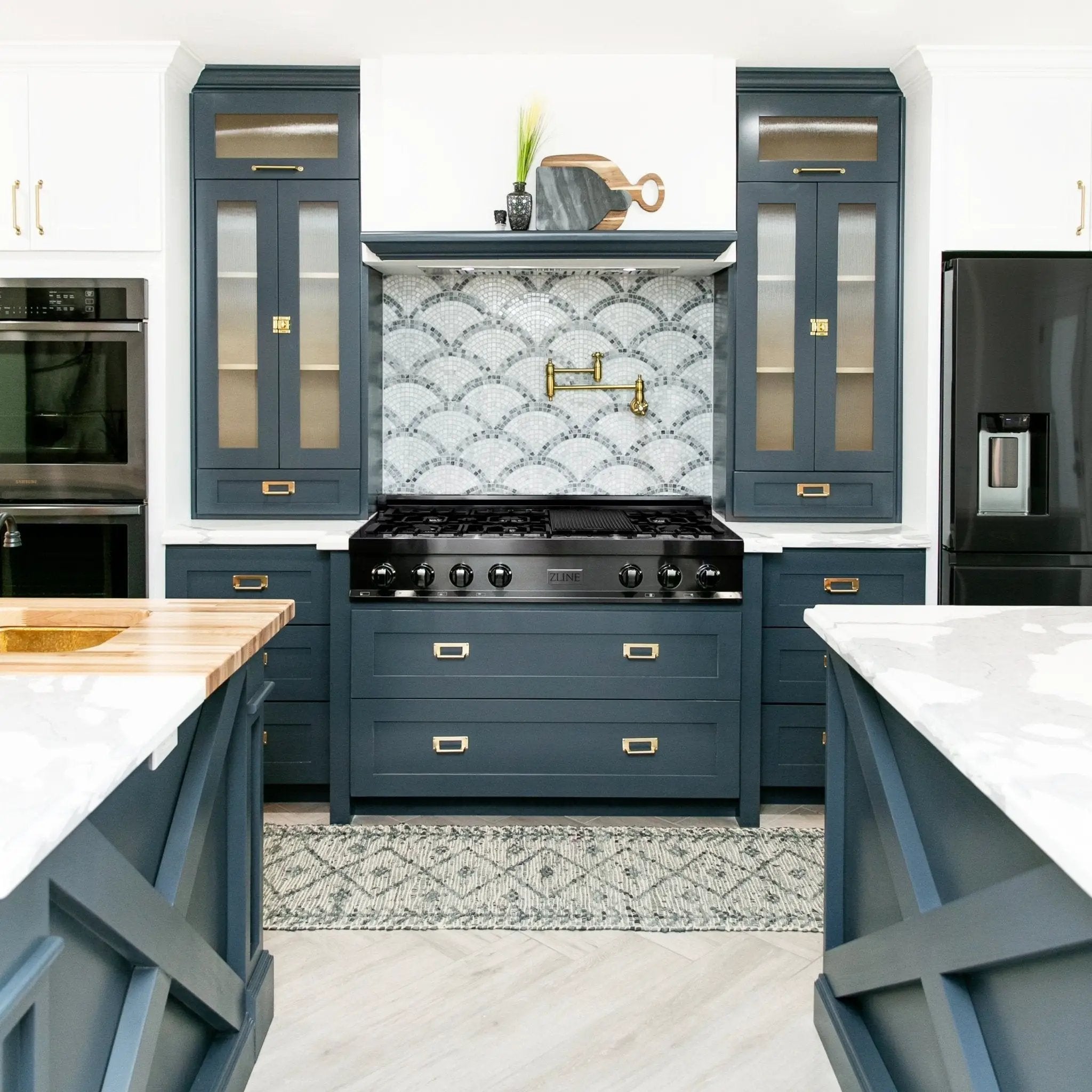 ZLINE 48" Rangetop, Black Stainless, Brass Burners, RTB-BR-48 by Farmhouse Kitchen and Bath