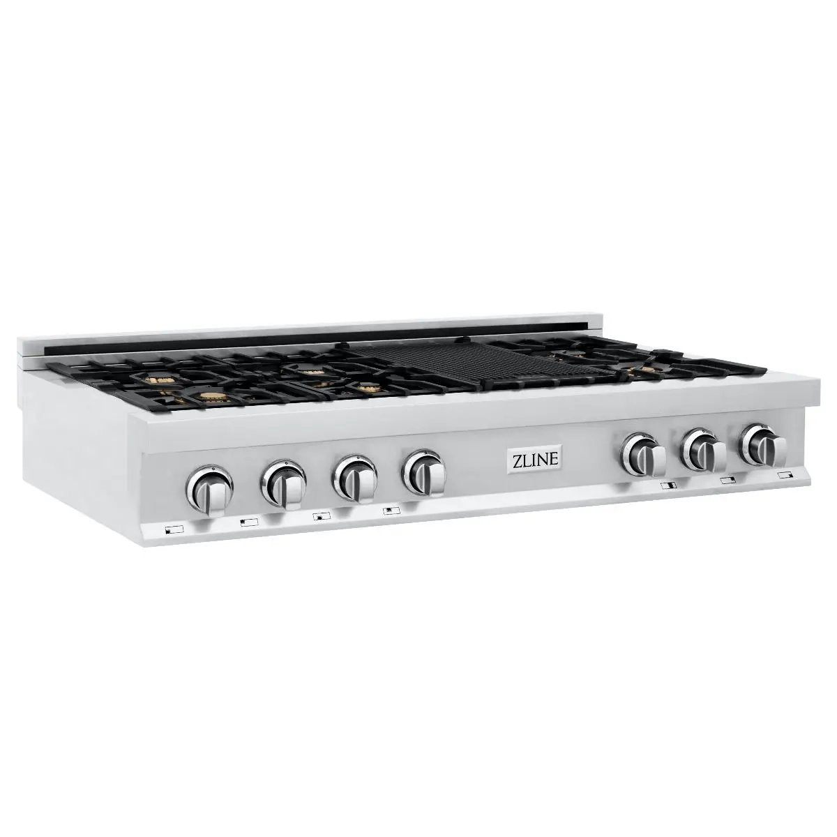 ZLINE 48" Rangetop With 7 Gas Brass Burners, RT-BR-48 by Farmhouse Kitchen and Bath
