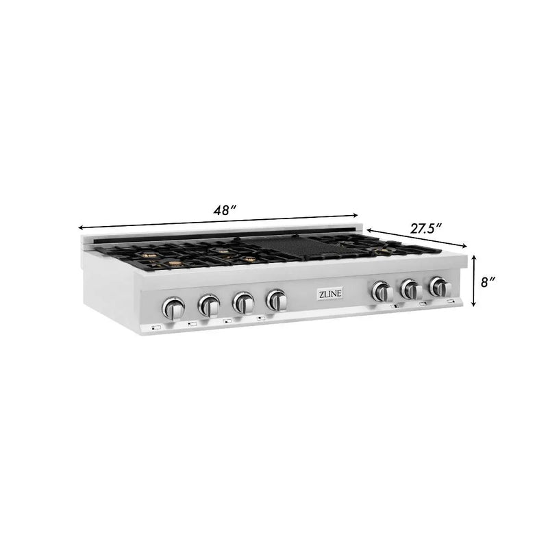 ZLINE 48" Rangetop With 7 Gas Brass Burners, RT-BR-48 by Farmhouse Kitchen and Bath